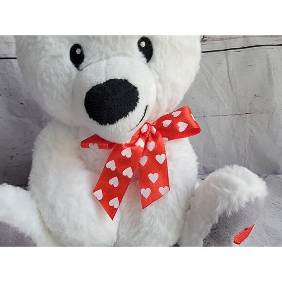 American Greetings White Teddy Bear Plush Valentines Day Heart Stuffed Animal - Picture 2 of 9